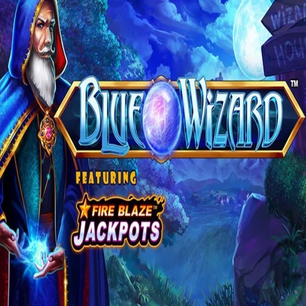 Blue Wizard Fire Blaze Jackpots logo – Slots by Rarestone Gaming at Bonuskong Casino